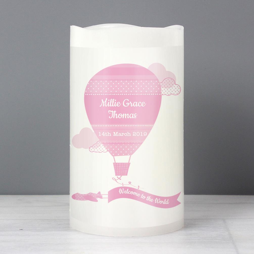 Personalised Up & Away Pink Nightlight LED Candle Extra Image 1